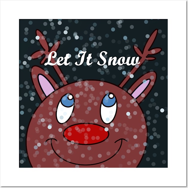 LET It Snow Merry Christmas Reindeer Wall Art by SartorisArt1